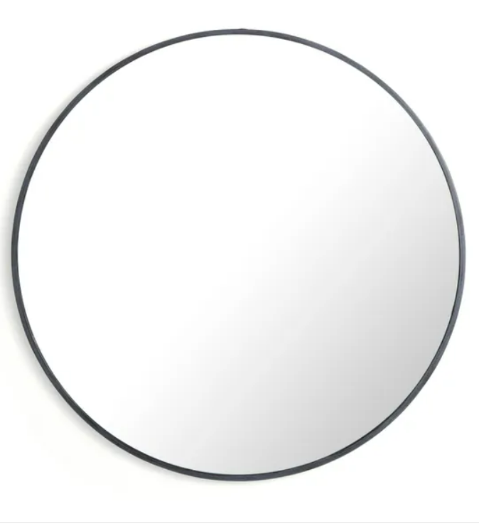 Brushed Metal Effect Round Mirror 80cm