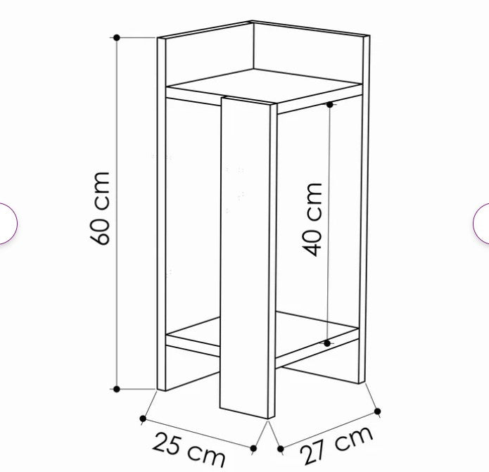 Elos Bedside Table, 0x25x27cm