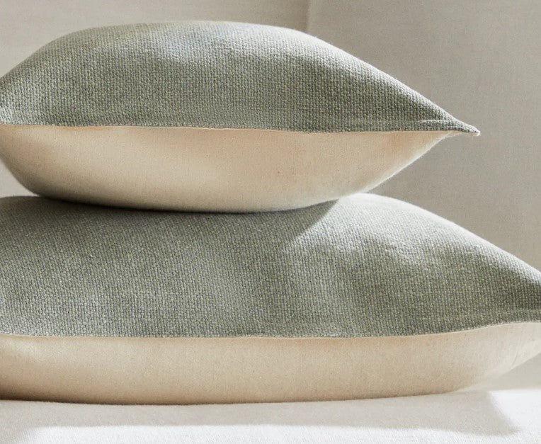 Washed Cotton Cushion Cover Green, 45x45