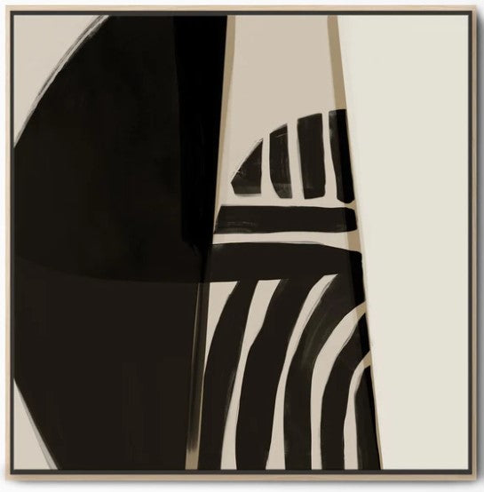 Shadow Play Abstract Canvas Art - 81x81cm / Natural