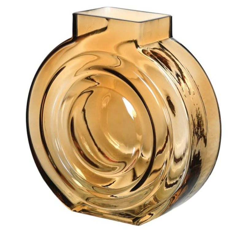 Round Amber Glass Vase