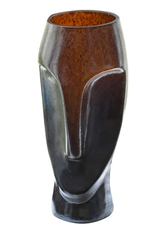 Small Amber Glass Face Vase
