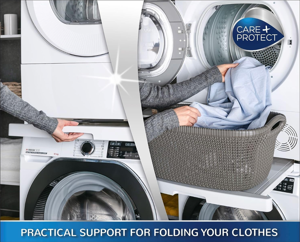 Stacking Kit with Sliding Shelf for Washing Machine Depth 47-62 cm