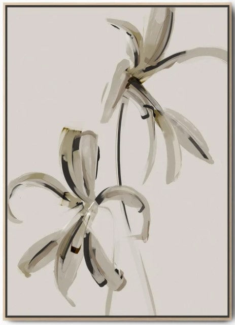 Aztec Lily Floral Canvas Art - Extra Large / Natural 95 x 131cm