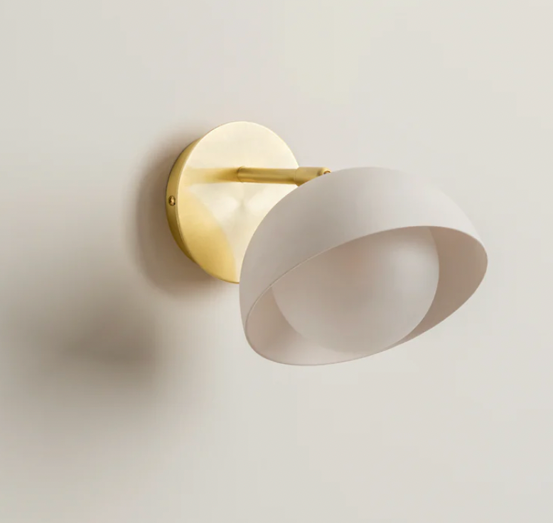 Porsa - 1 light brushed brass and warm white porcelain wall light