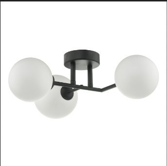 EAUN 3LT WALL LIGHT BLACK AND OPAL GLASS