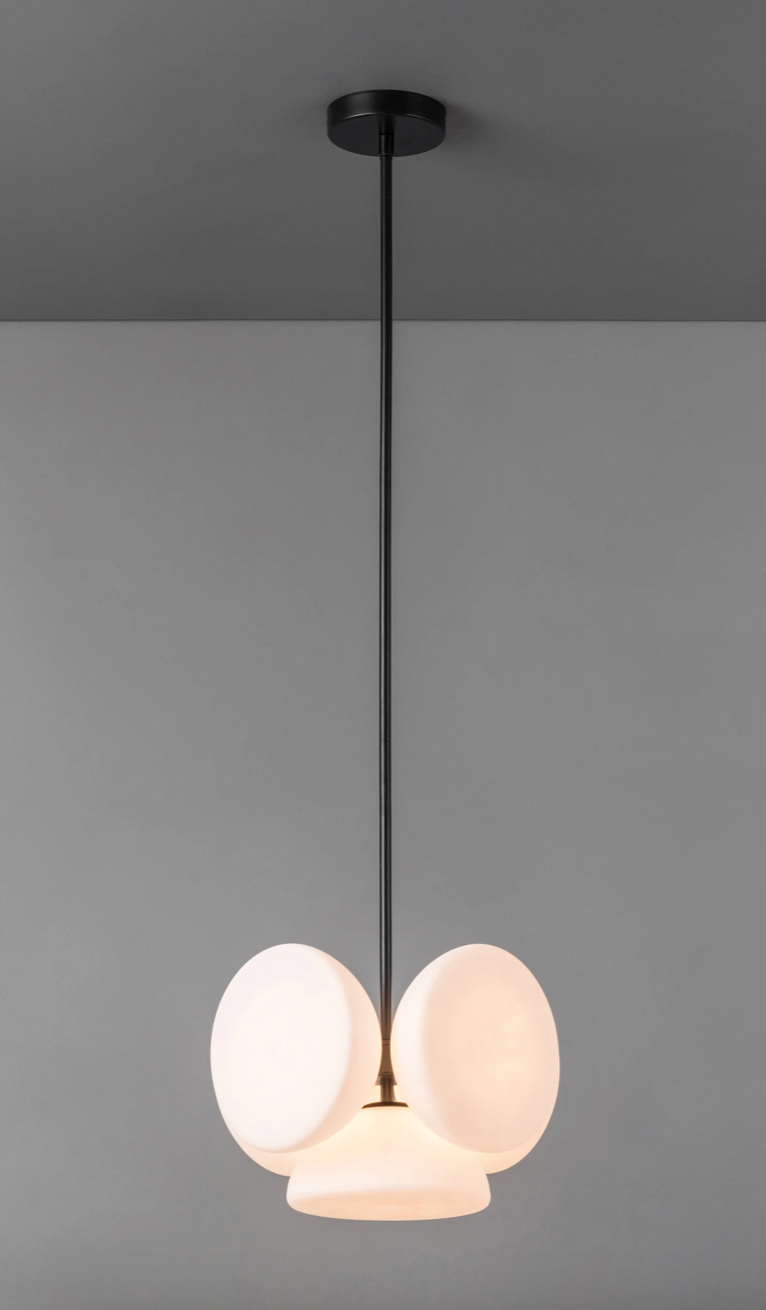 Silio - 5 light matt black and opal pendant