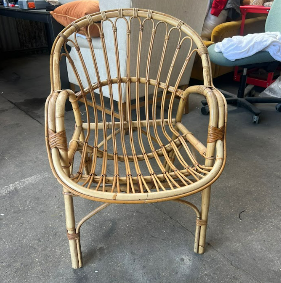 Vintage Bamboo chair with arms, 60x60x80cm