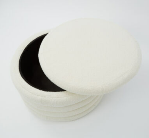Cream Boucle Storage Ottoman 42x70cm