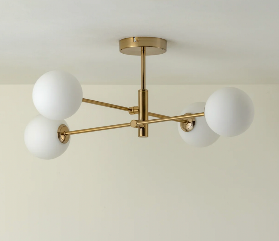 Chelso - 4 light brass and opal flush