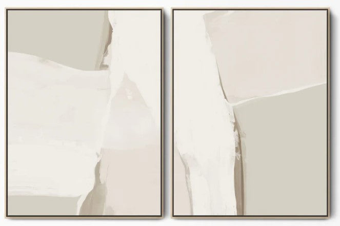Force Of Nature Framed Abstract Canvas Set - Large / Natural