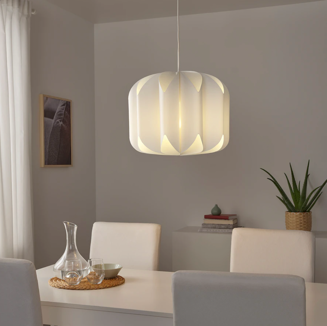 MOJNA Pendant lamp shade, textile/white, 47 cm