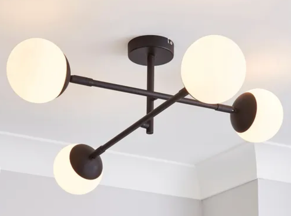 Tela Bathroom 4 Light Ceiling Fitting Black