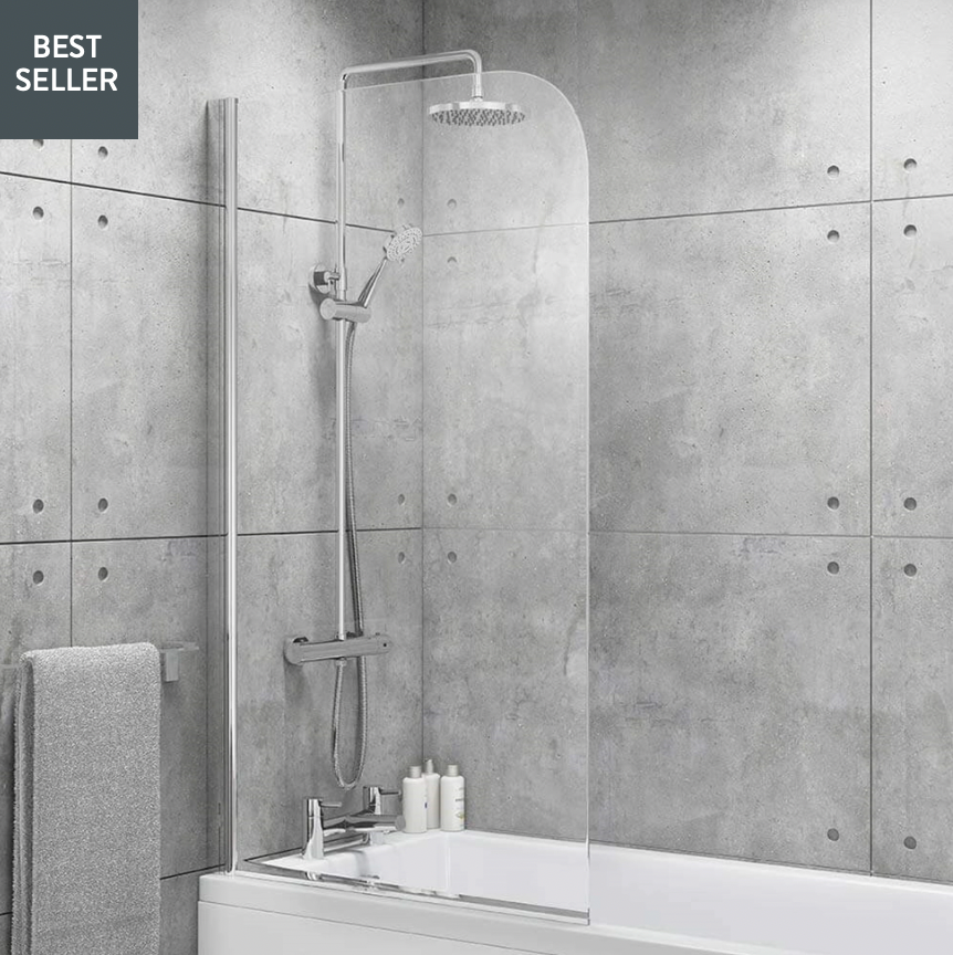 Vellamo Curved Corner Single Hinged Bath Screen