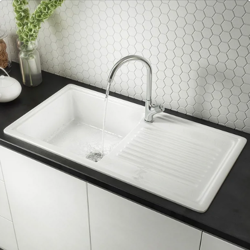 Bower White Ceramic 1.0 Bowl Kitchen Sink