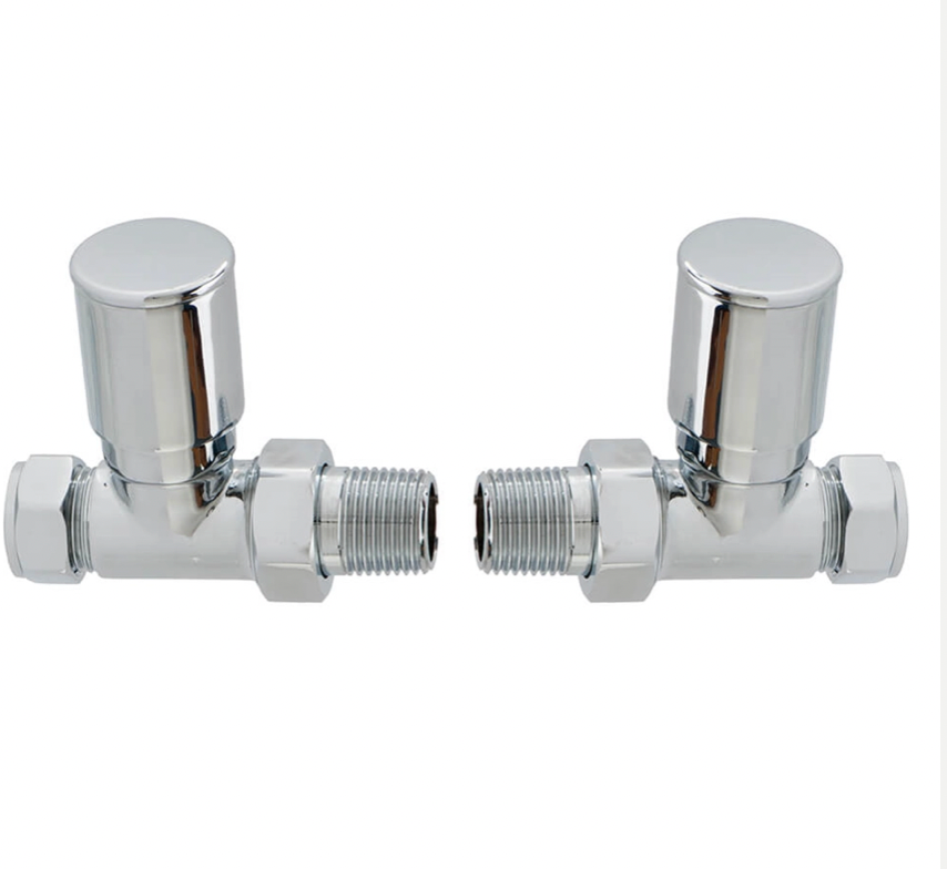 Brenton Chrome Round Straight Radiator Valves - Chrome