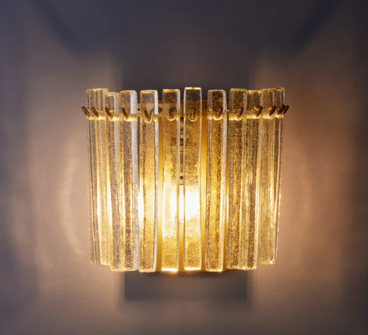 Starsky wall light with clear recycled blown glass strips, 22x24x12cm