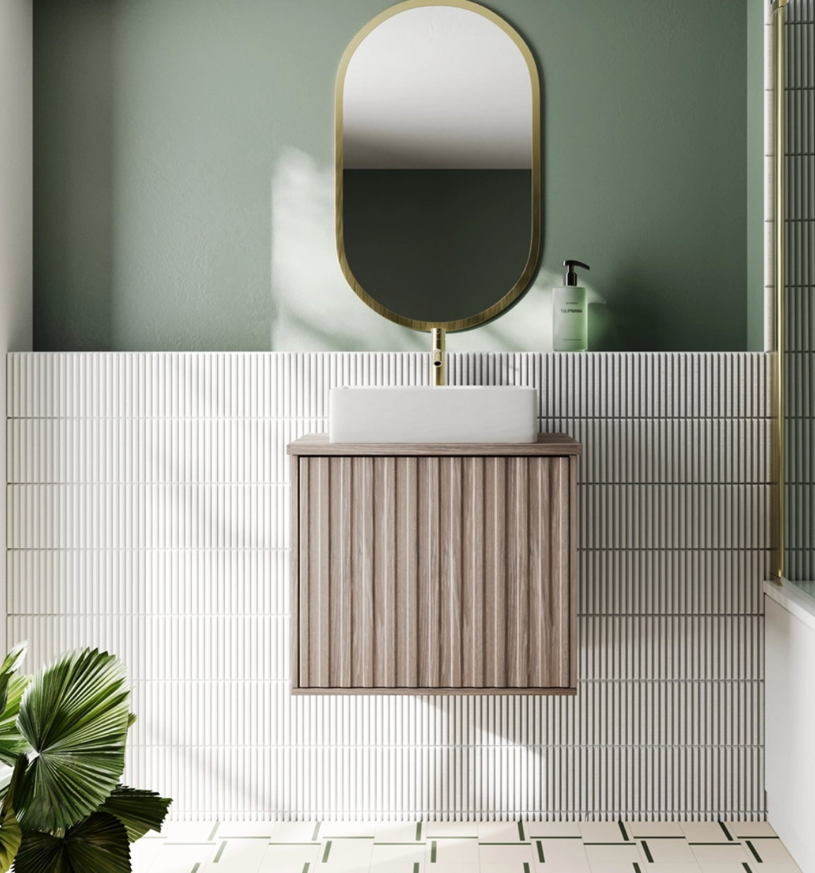 Billy 600mm Wall Hung Vanity Unit with Fluted Drawer Front & Countertop