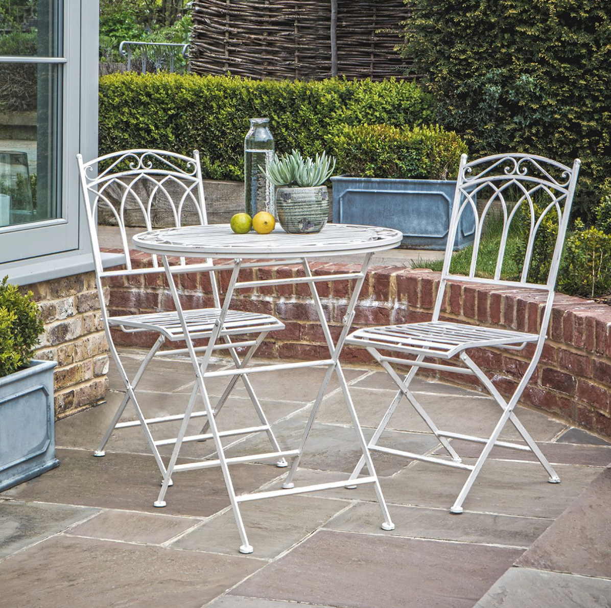 Burano Outdoor Bistro Set - Distressed White