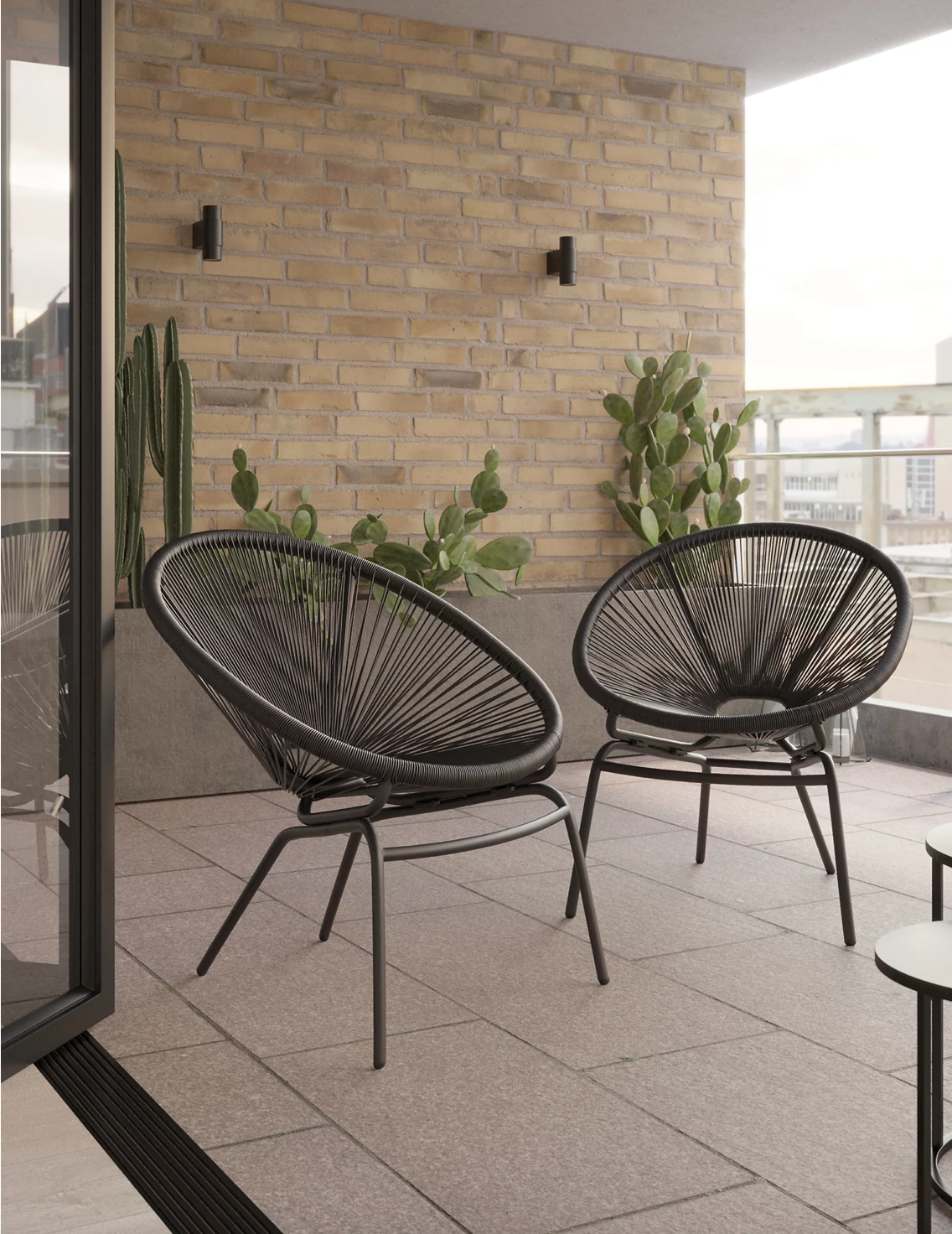 Set of 2 Lois Garden Armchairs - Dark Grey, 80.5x70.5x71cm