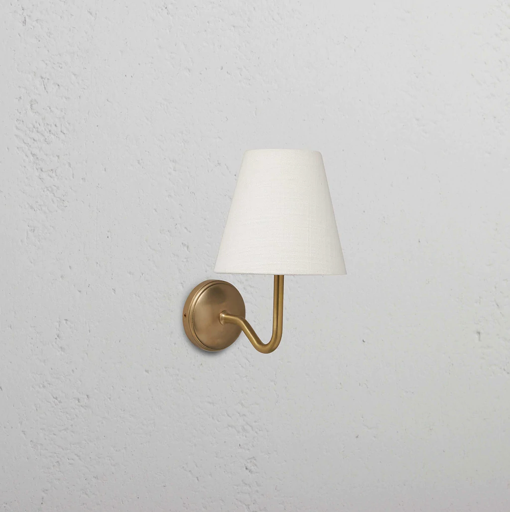 Malvern Small Wall Light Alabaster White - Antique Brass