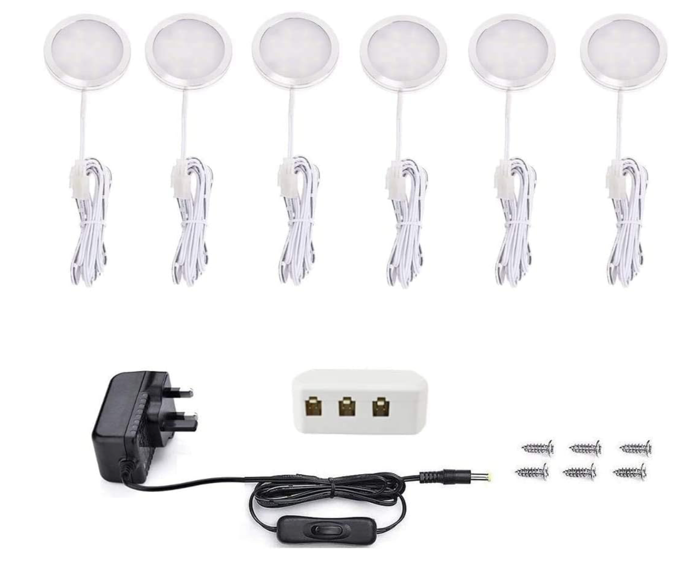 Vlio Under Cabinet Light Kit, LED Puck Lights, 15W, 1500LM, Cool White set of 6