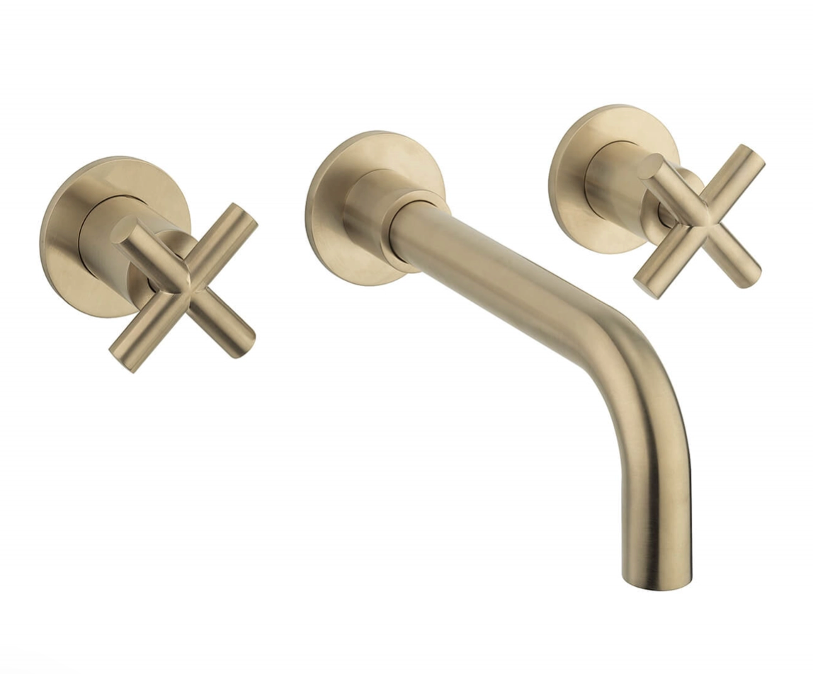 Crosswater MPRO 3 Hole Wall Mounted Basin Mixer Tap with Crosshead Handles