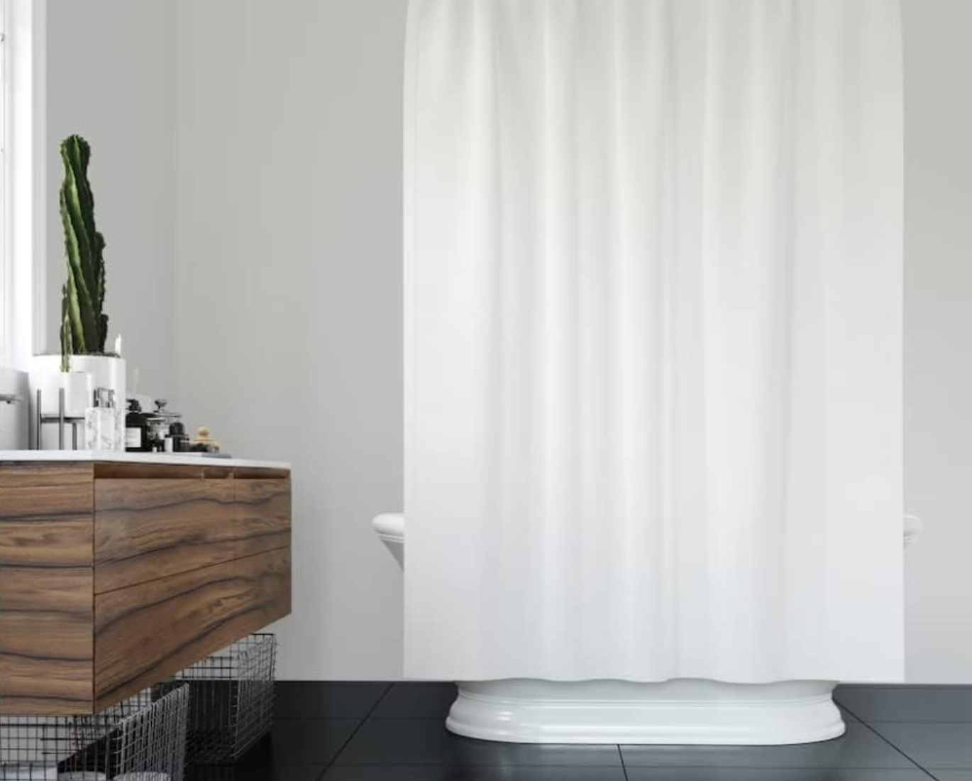Shower Curtain - Made of PEVA, Water Repellent, Mildew Resistant, 180x180cm, 71x71inch - WHITE