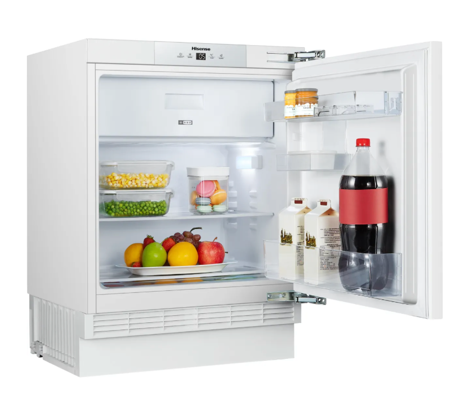 Hisense RUR156D4AWE Integrated Under Counter Fridge with Ice Box - Fixed Door Fixing Kit - White - E Rated