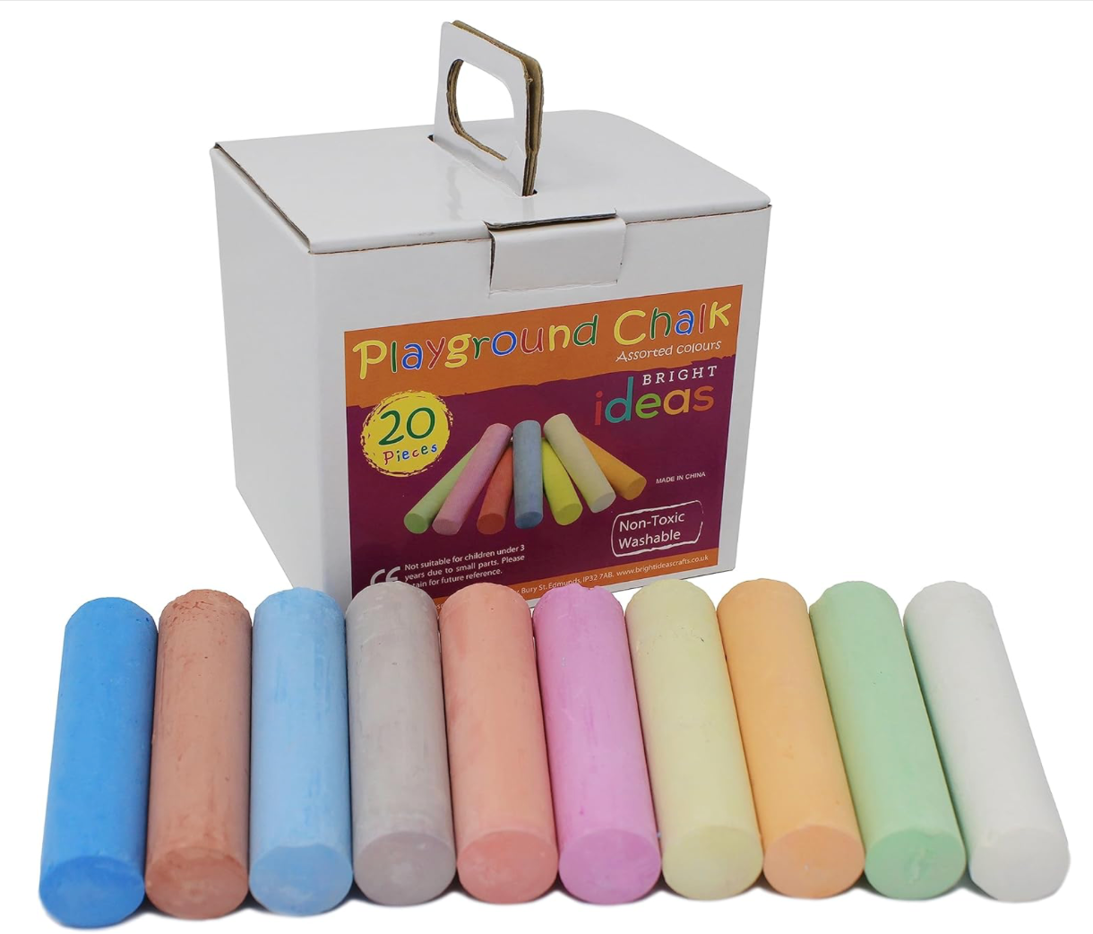 Bright Ideas PK20 10cm Giant Assorted Playground Chalk