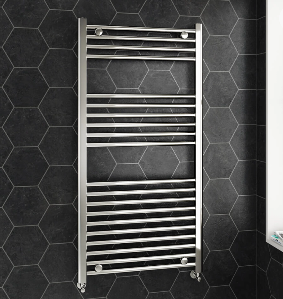 Brenton Chrome Straight Heated Towel 22mm Rail Radiator - 1200x600mm