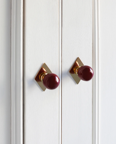 Coloured Knob, Cherry, Brass 23mm