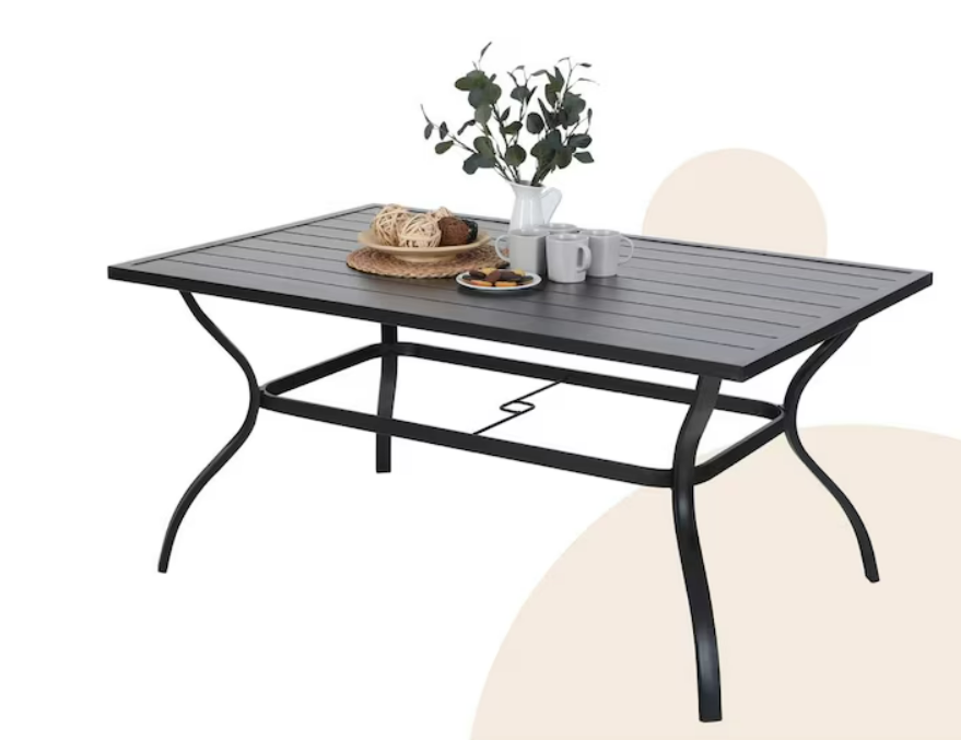 Rectangle Outdoor Dining Table 38-in W x 60.2-in L Umbrella Hole
