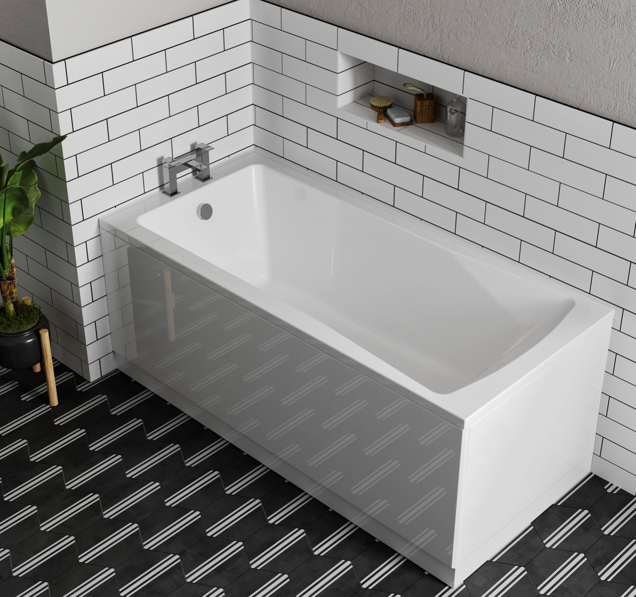 Drench Straight Single Ended Bath - Square, 1500 x 700mm
