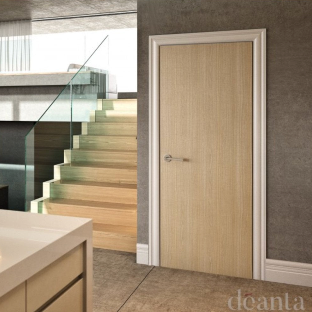 DEANTA Internal Ash Fully Finished FD30 Fire Flush Door - 1981x762x45mm