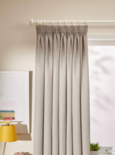 Textured Weave Recycled Polyester Pair Blackout/Thermal Lined Pencil Pleat Curtains, Pale Grey, W167 x Drop 228cm