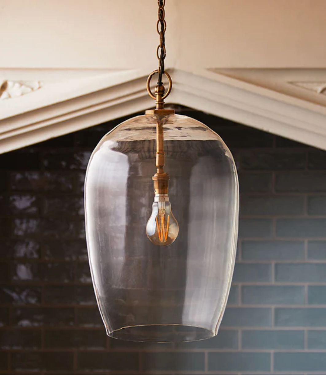 Larger Priscilla Pendant in Clear Blown Glass