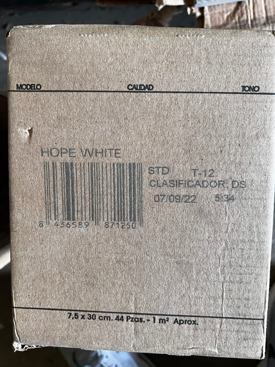 Hope White 7.5cm x 30cm Wall Tile