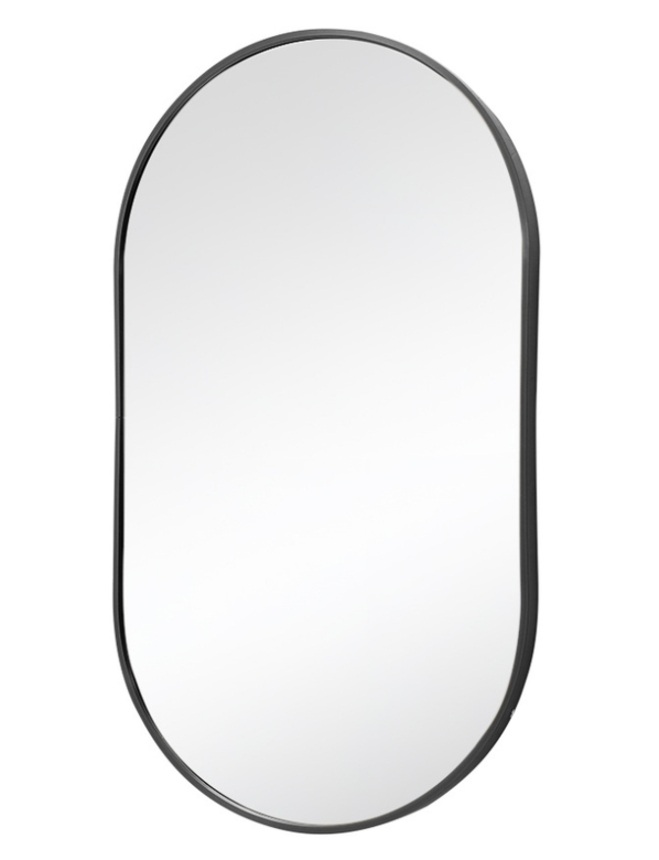 Oval Metal Wall Mirror - Black