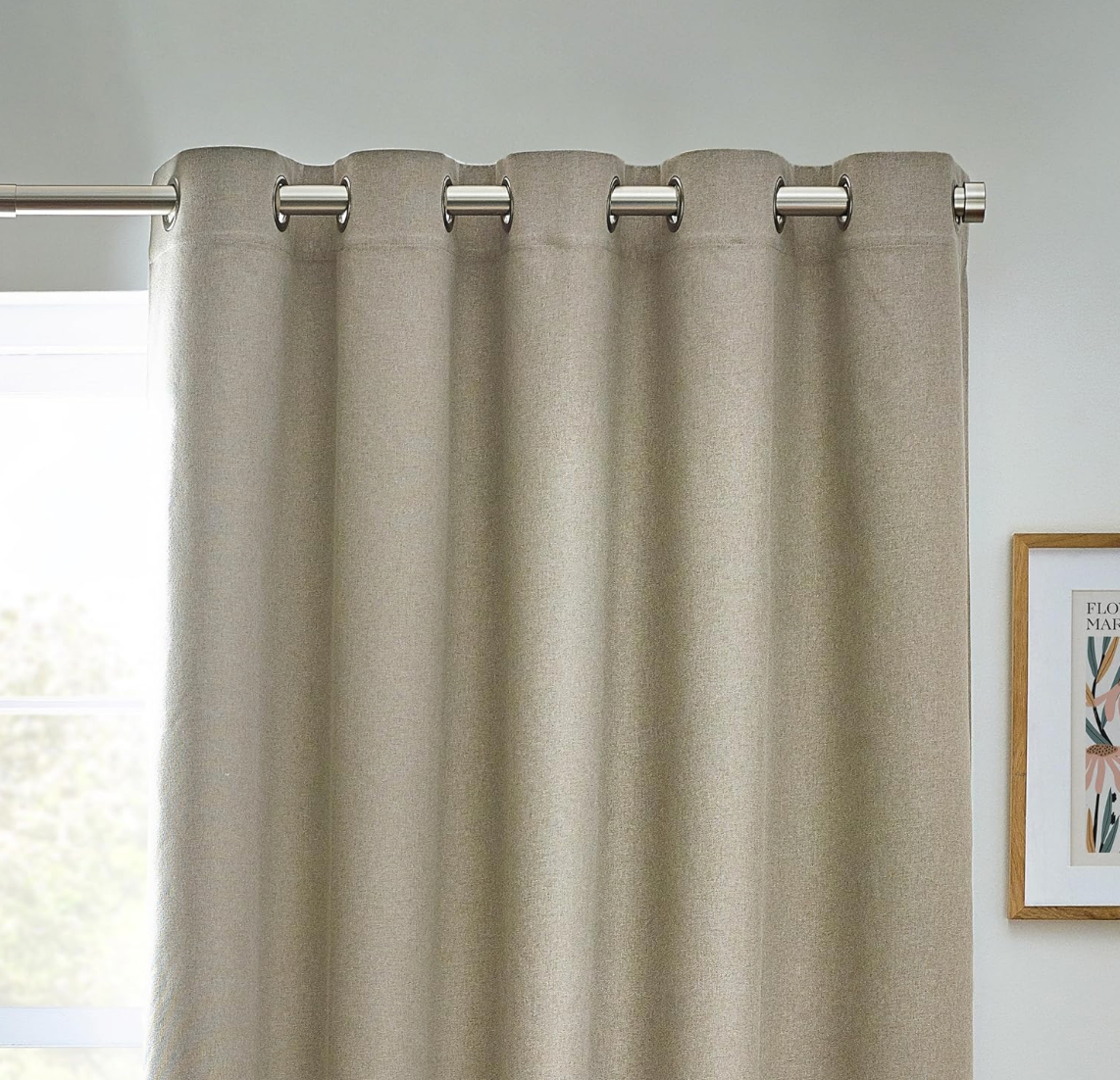 furn. Dawn Blackout Eyelet Curtains - Width x Drop - 117 x 137cm (46 x 54) - Natural