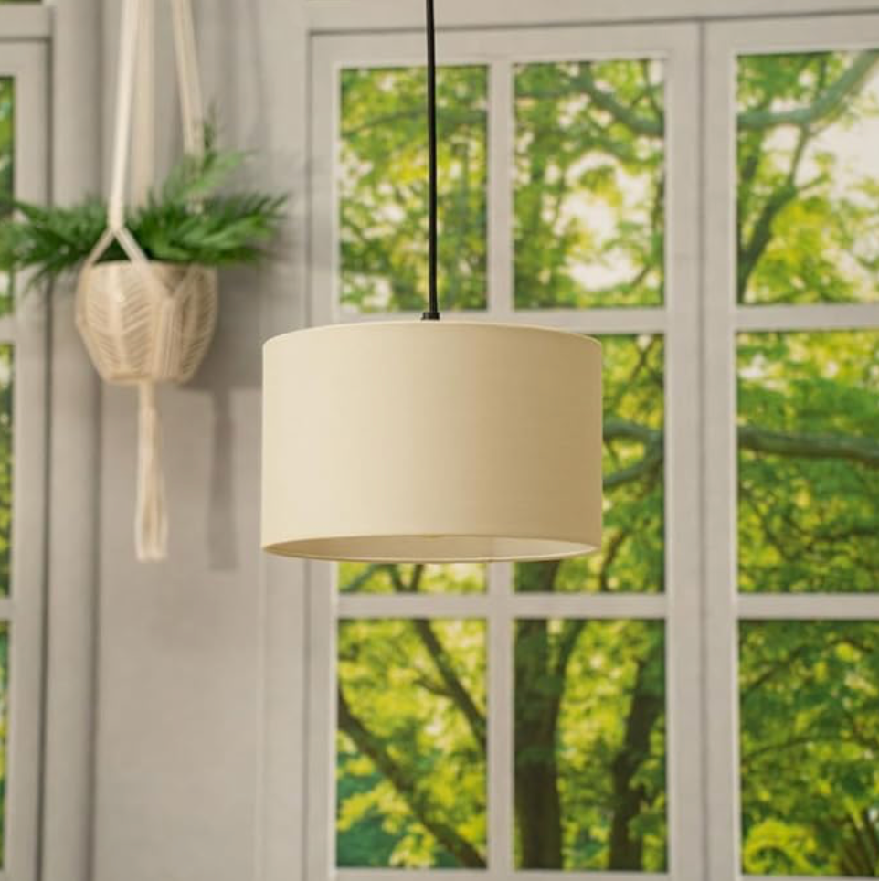 MiniSun | Small Modern Natural Fabric Drum Light Shades - Set of 2