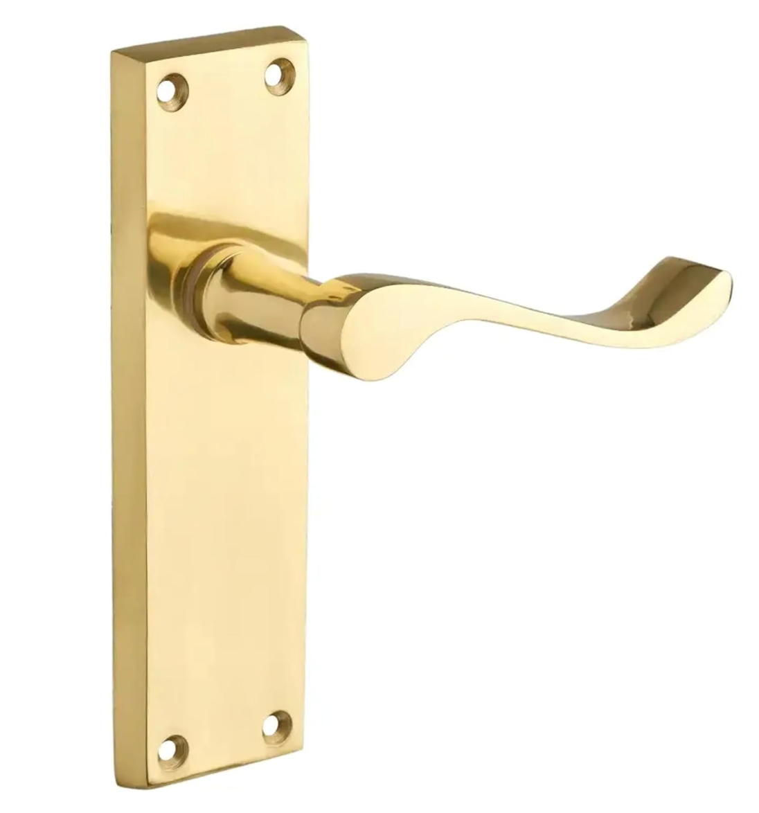 Designer Levers - Victorian Scroll Lever Door Handles - Polished Brass - 1 Pair - Latch Door Handle - Interior Use - Long Latch