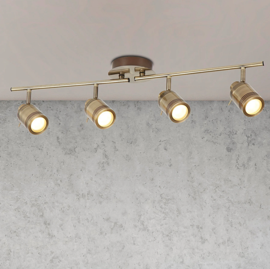 Searchlight Brass Titan 4 Light Antique Brass Split Bar Spotlight