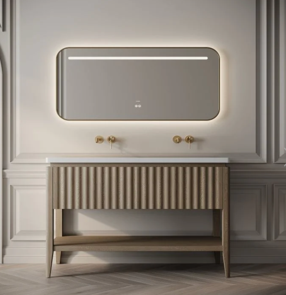 Kensington Double Vanity Unit & Stone Basin 1200mm Smoked Oak
