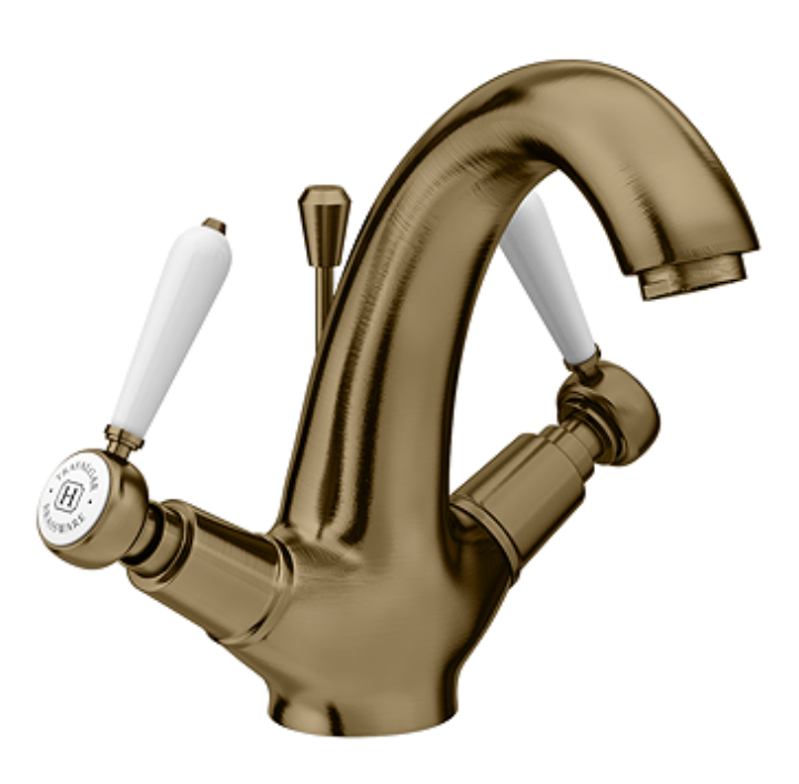 Trafalgar Lever Mono Basin Mixer Tap with Pop-Up Waste - Antique Brass