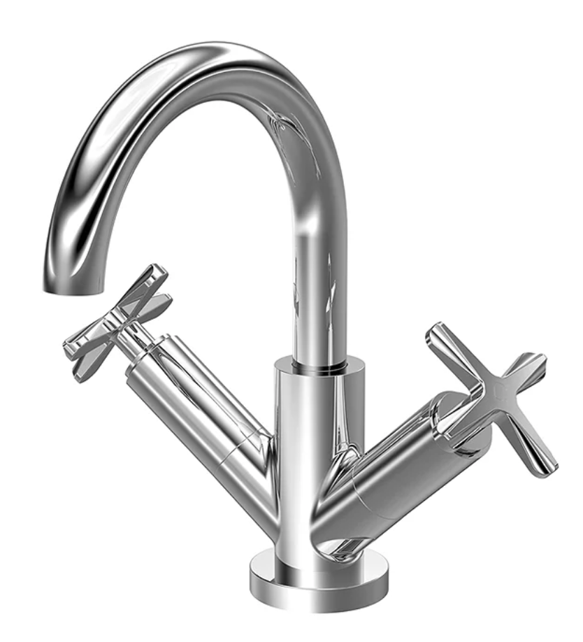 Roxbury Art Deco Chrome Mono Basin Mixer with Waste