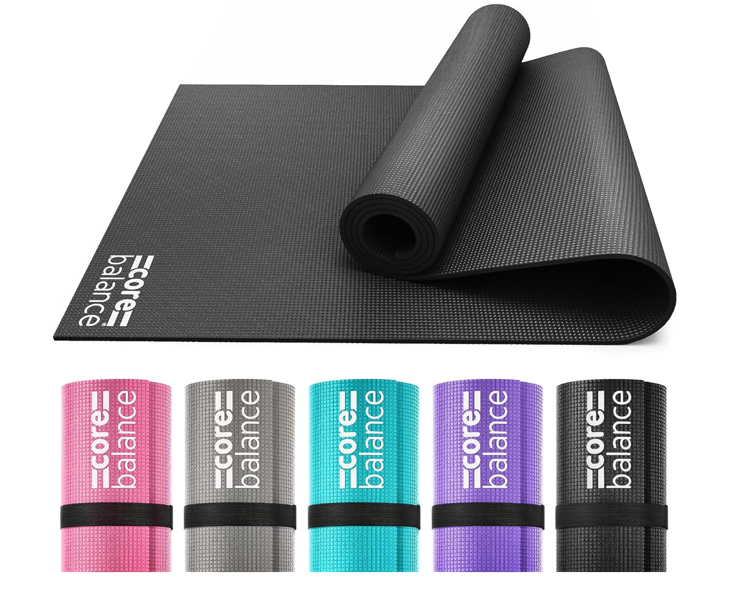 Core Balance Yoga Mat, Thick Foam 6mm, Non Slip, Exercise Fitness Gym, Compact Lightweight With Carry Strap