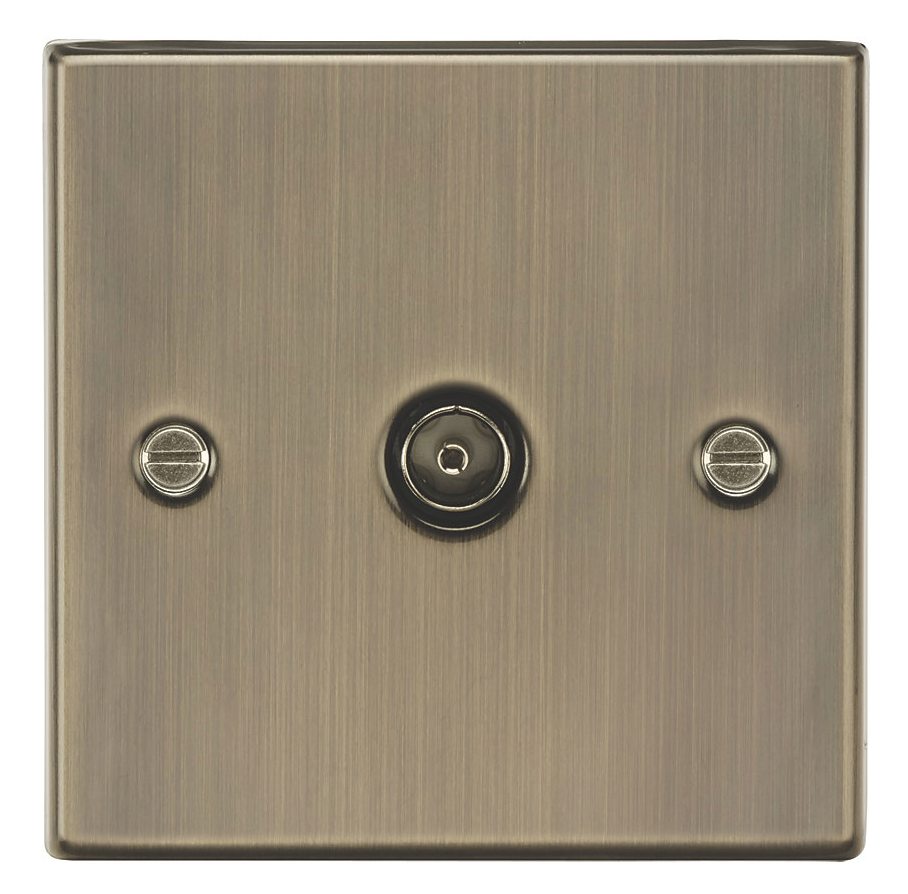 KNIGHTSBRIDGE 1-GANG COAXIAL TV SOCKET ANTIQUE BRASS