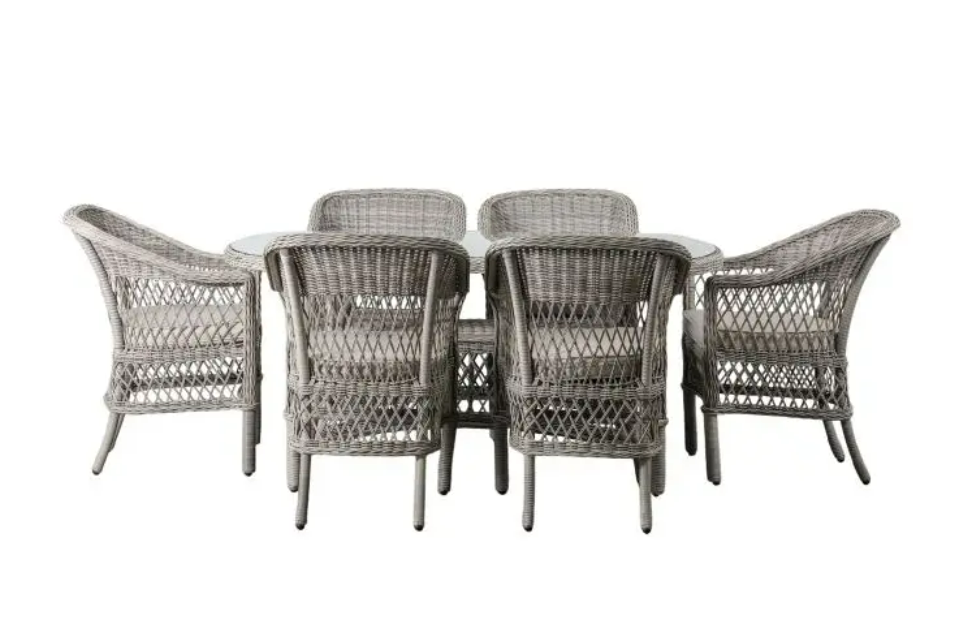 Menton 6 Seater Oval Dining Set Stone