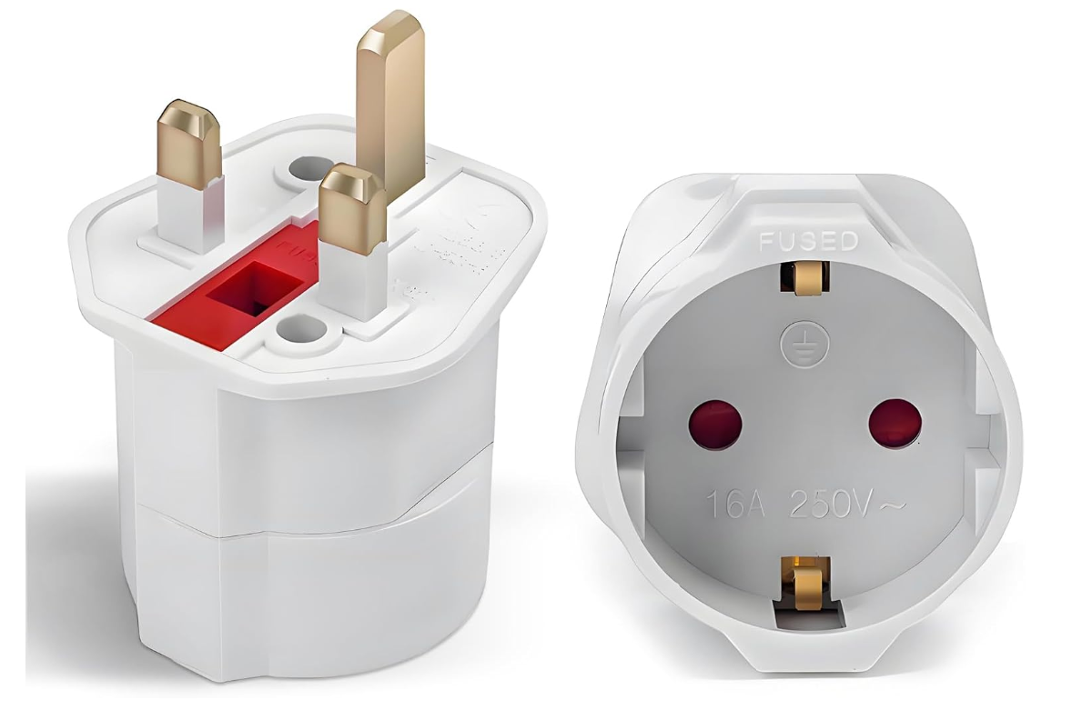 European to UK Plug Adaptor, White